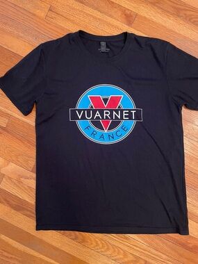 VUARNET Vintage 90s Short Sleeve Urban Streetwear Tee w Iconic Blue & Red Logo